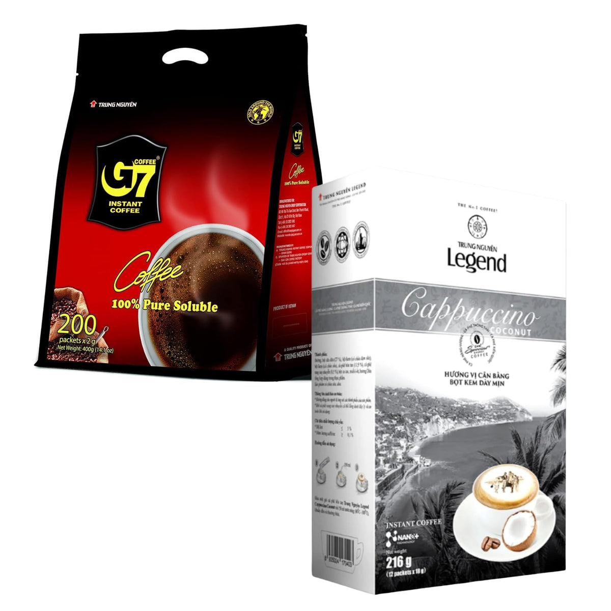 Pure Black and Cappucino Coconut Instant Coffee D47170