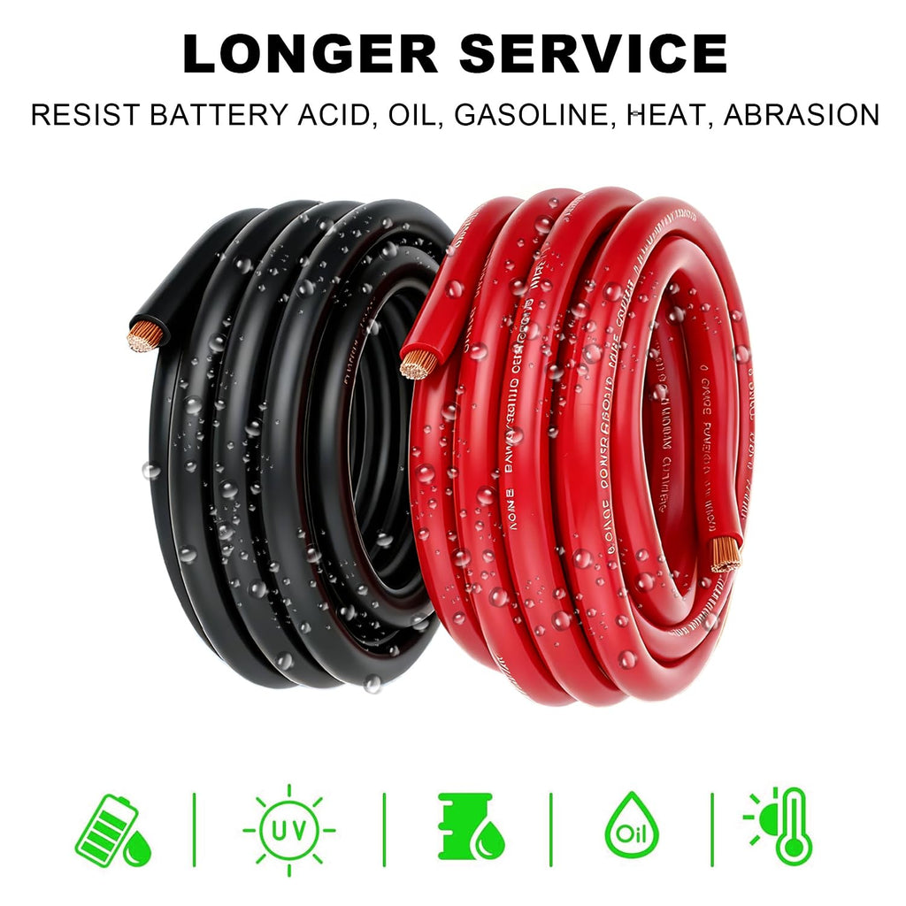 0 Gauge CCA Battery Cable 10FT Red 10FT Black U45219