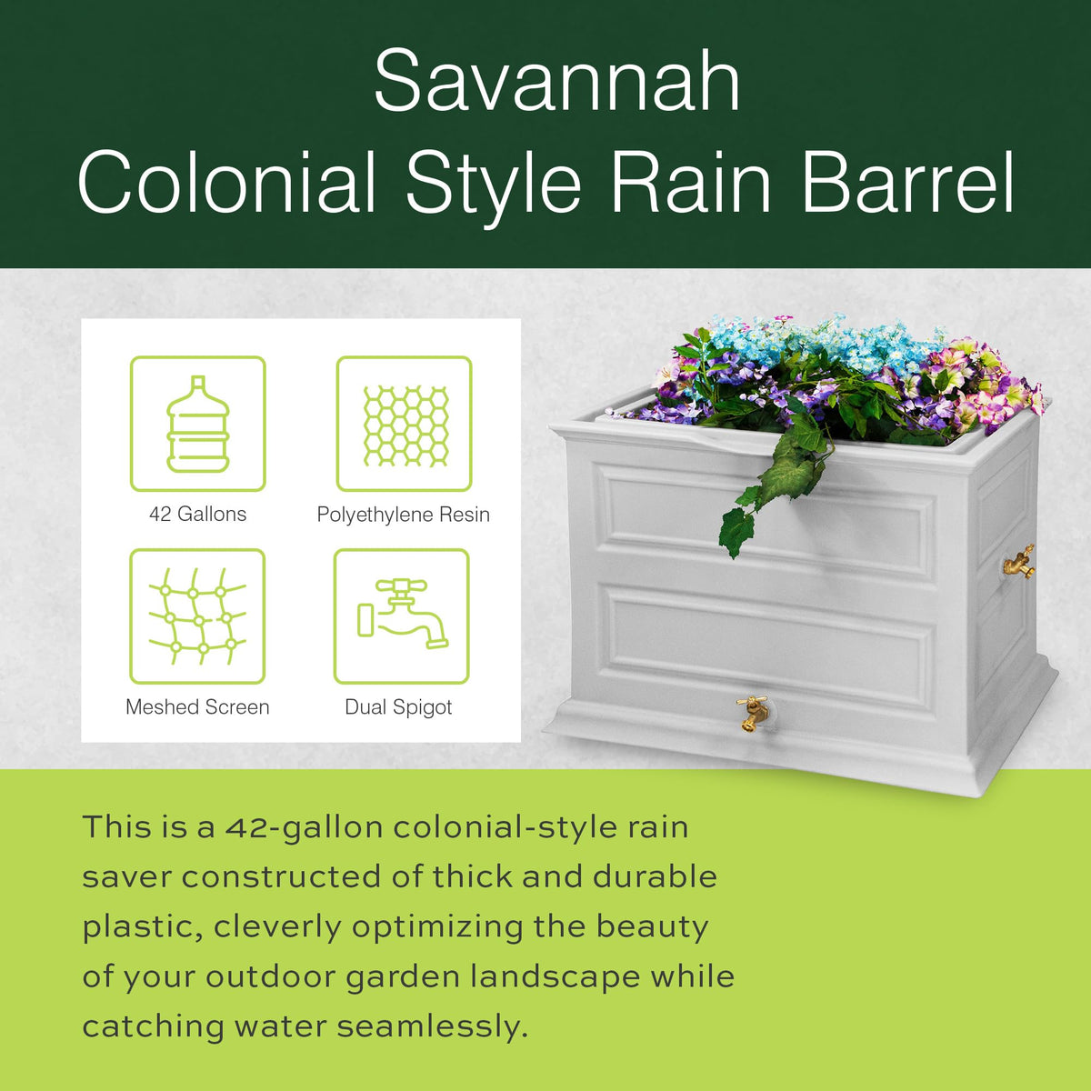 Rain Saver with Planter Top, 42 Gallon H7827