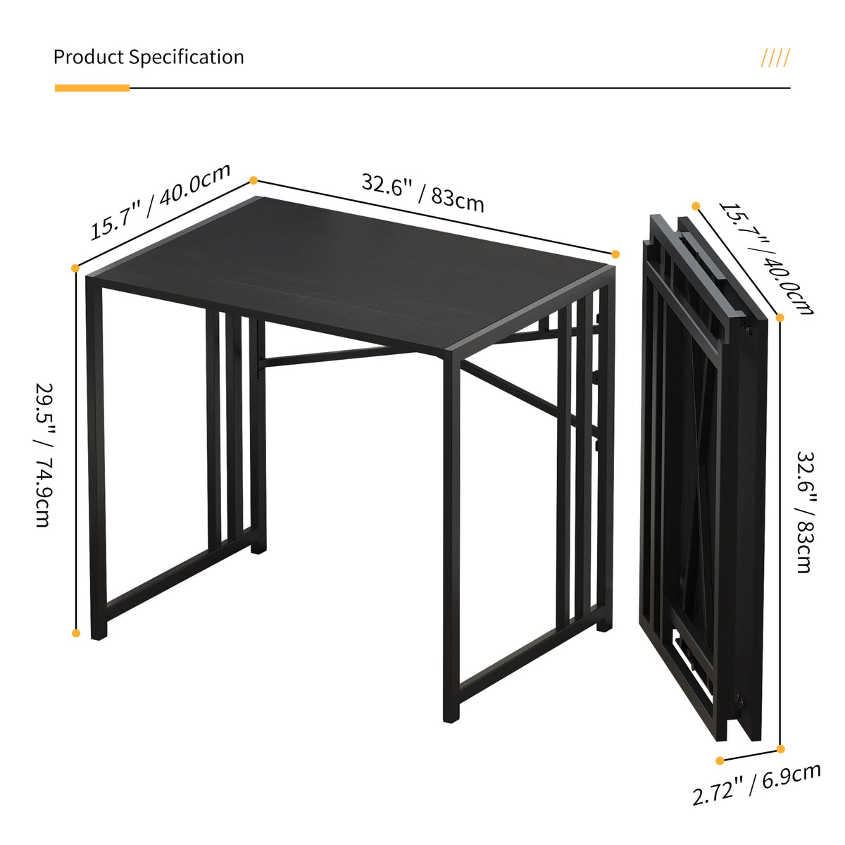 Folding Computer Desk 32 inch Black V707