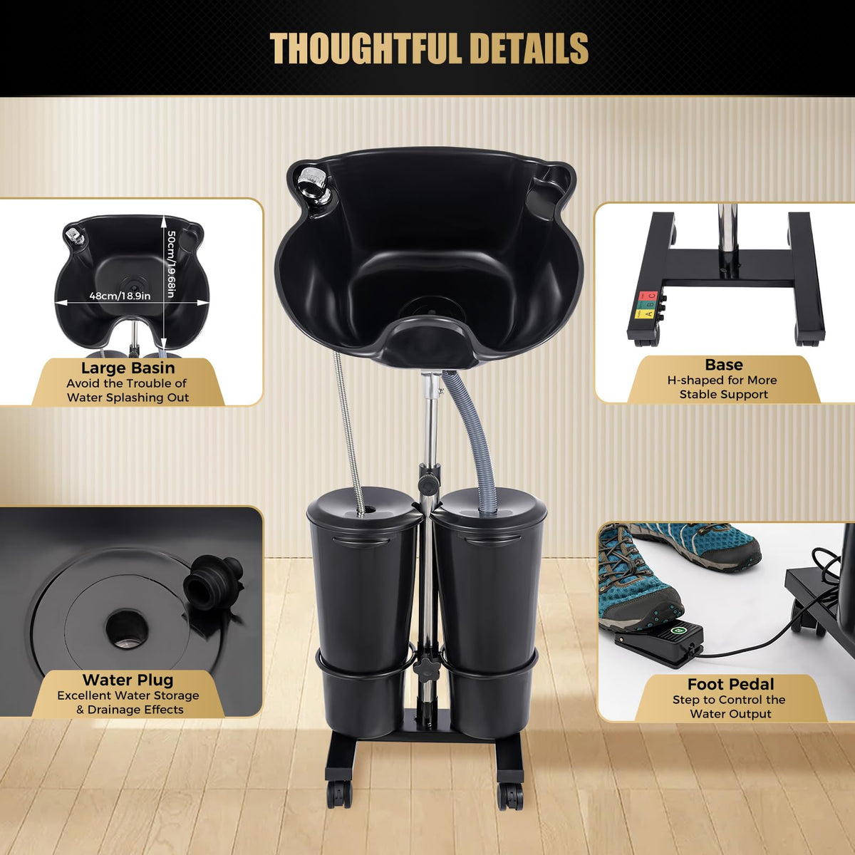 Portable Shampoo Bowl with Pump and 2 Water Tanks E3976