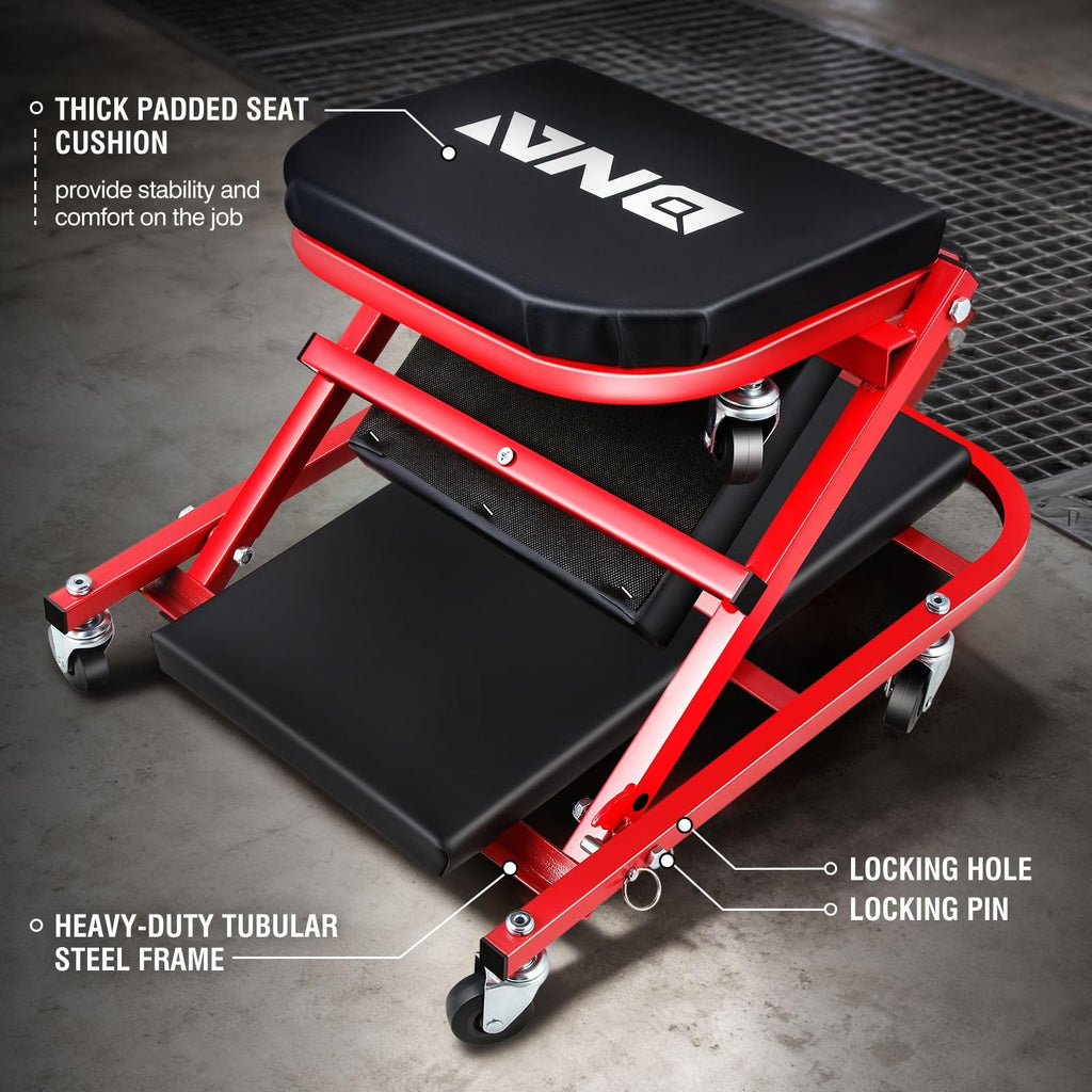 40 Inches 2 IN 1 Rolling Folding Car Creeper/Seat Red W4149