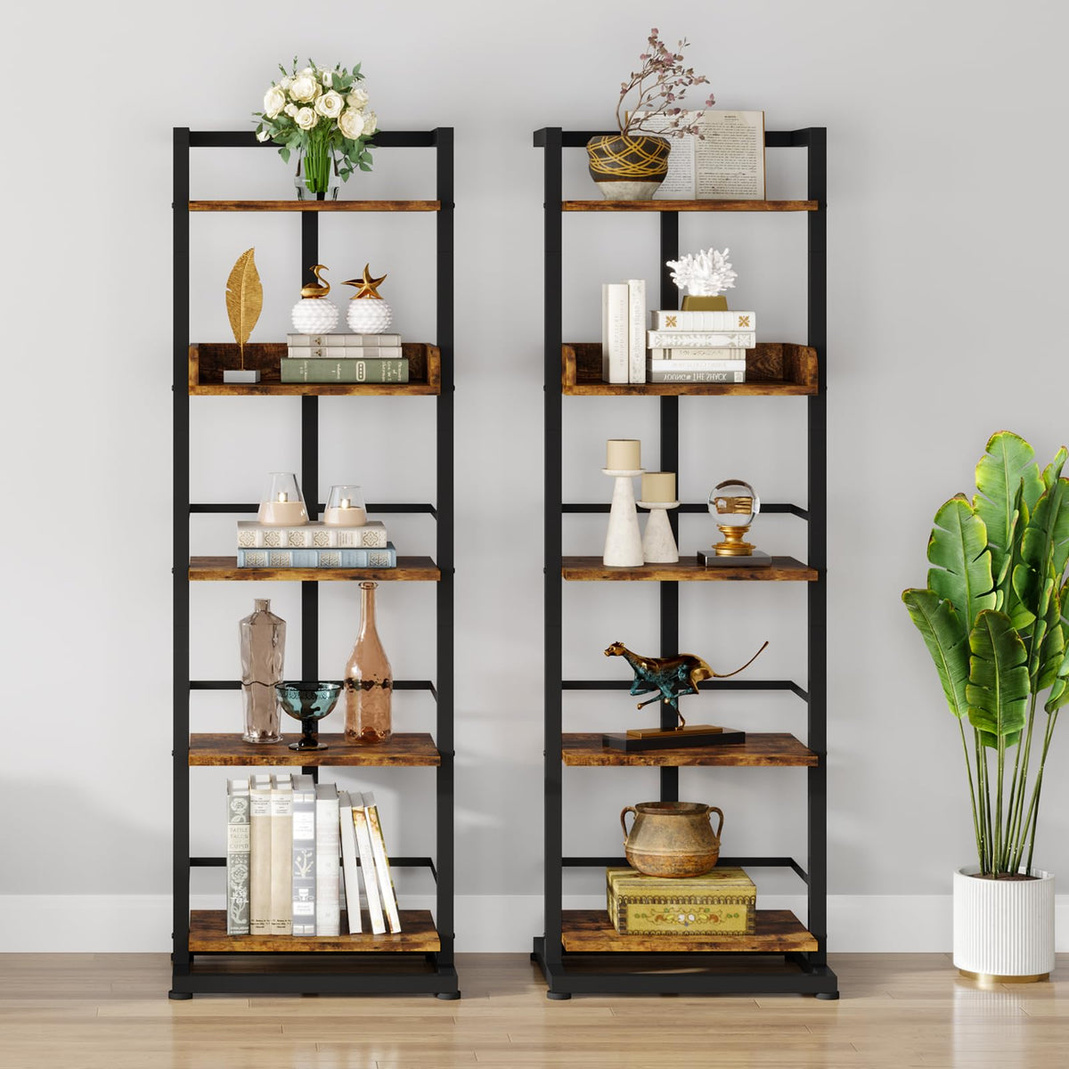 5 Tier Wood Bookcase with Metal Edge Protection Z980249