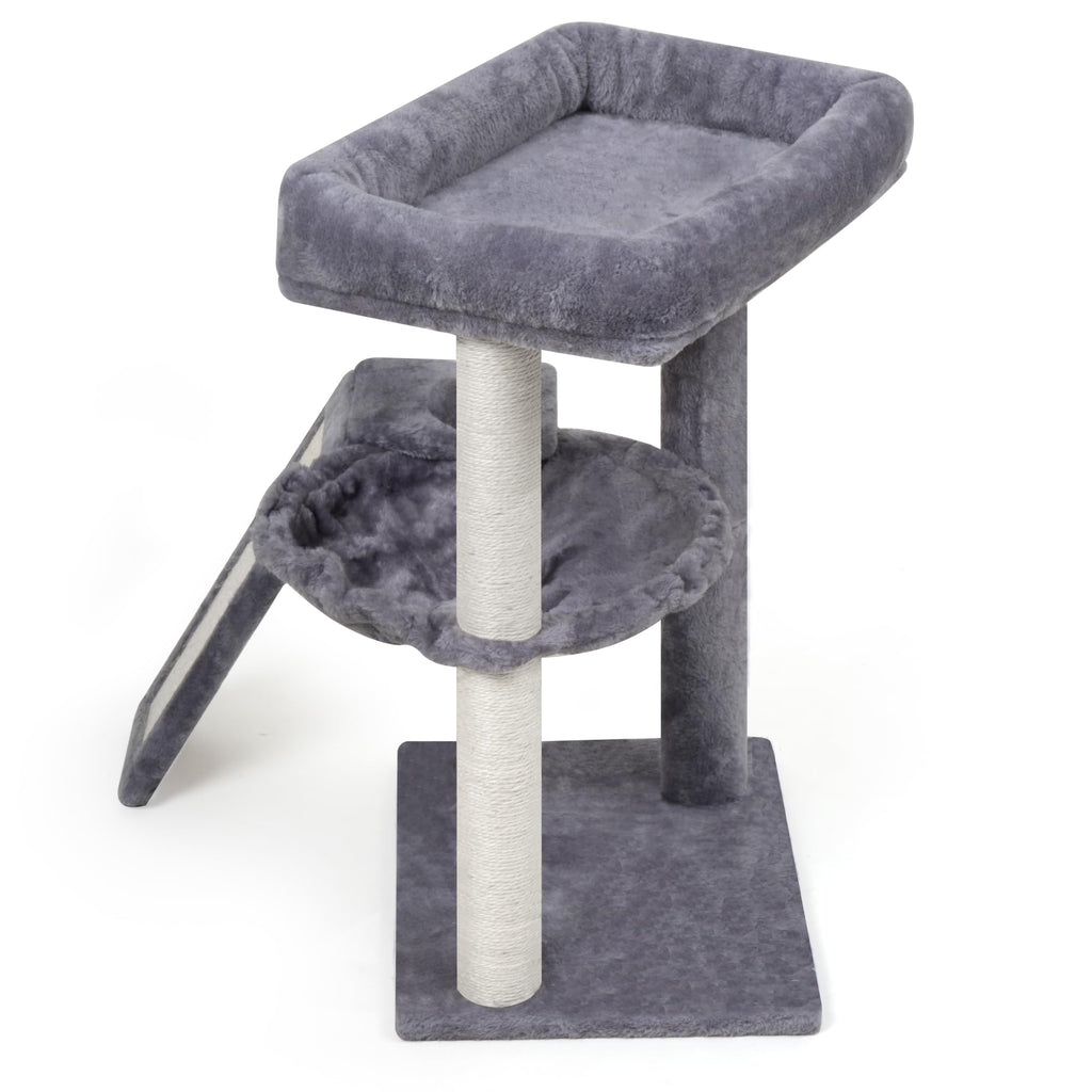 Cat Tree with Scratching Post and Hammock, Grey B6744