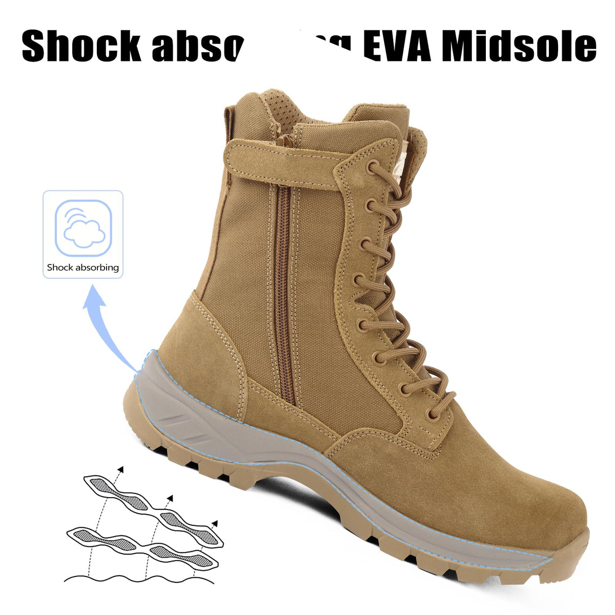 Lightweight Tactical Boots with Side Zipper E5179