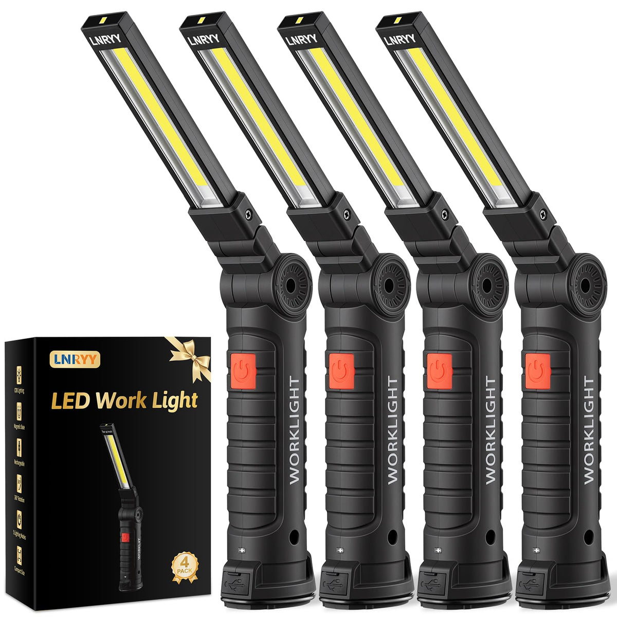 4 Pack Rechargeable Magnetic LED Work Light K7916