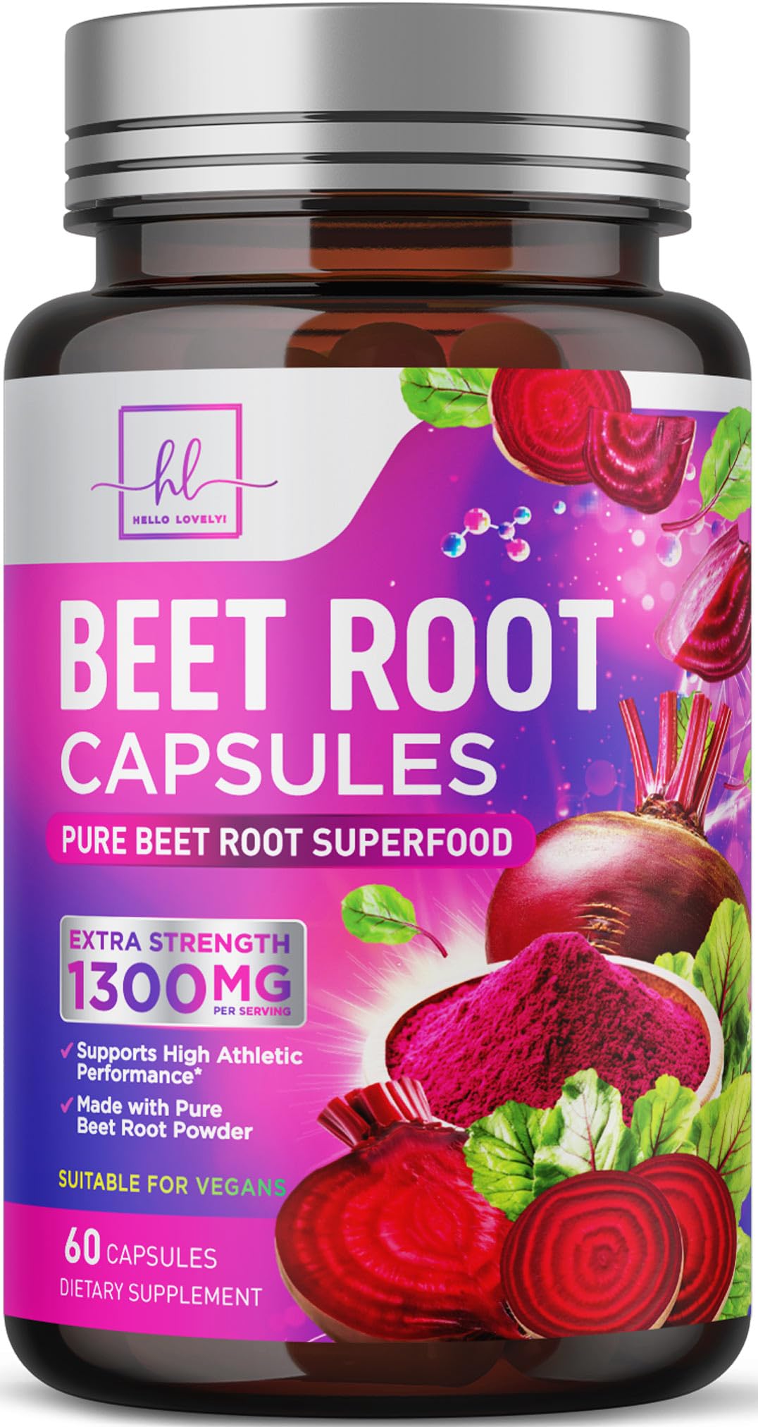 Organic Beet Root Capsules 1300mg 60 Capsules F723