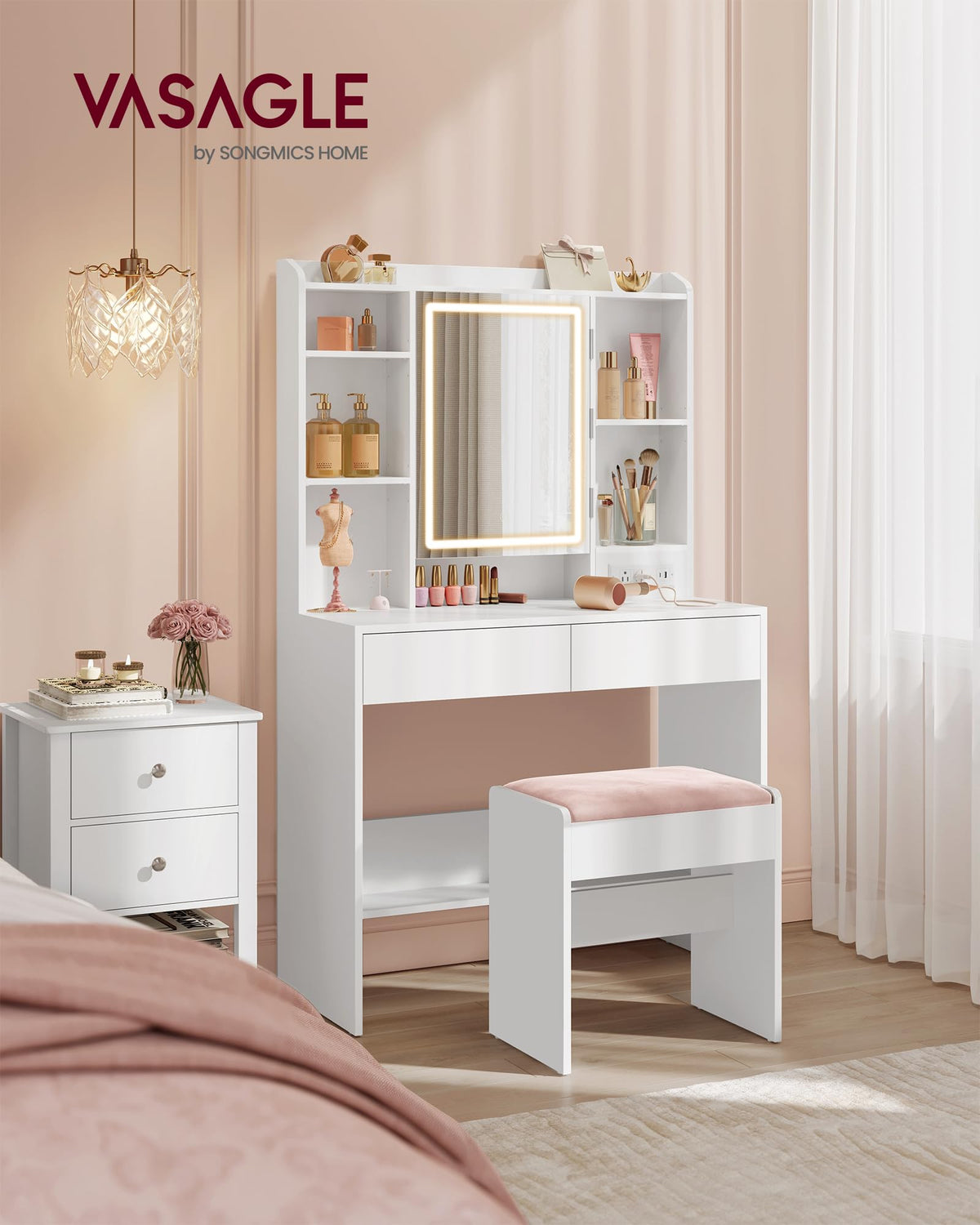 Vanity Desk with Mirror and Lights I30498