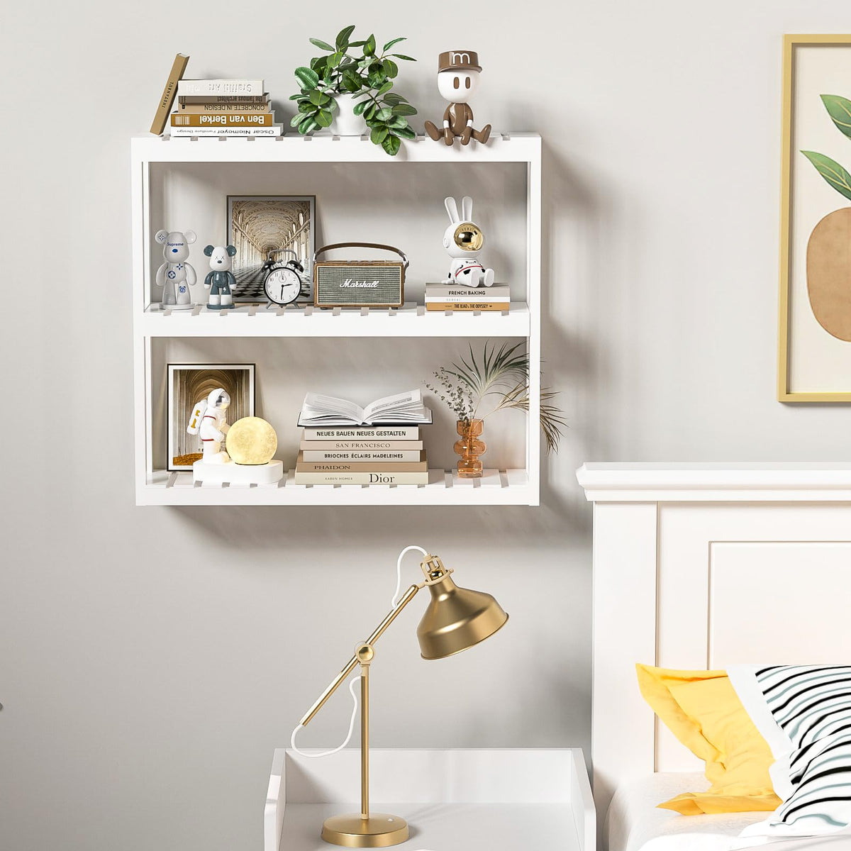 White 3 Tier Bamboo Bathroom Shelves M7639