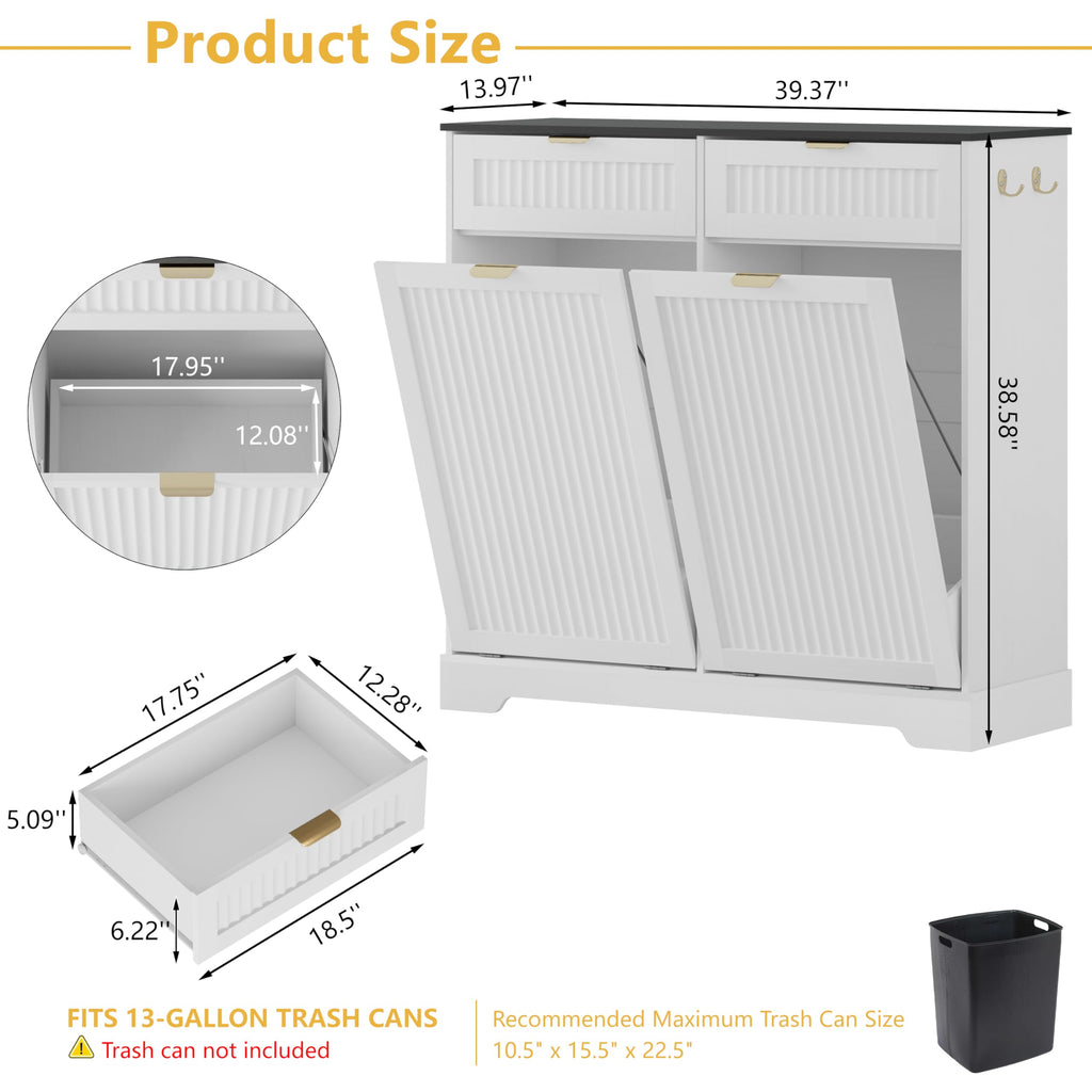 13 Gallon Tilt Out Trash Can Cabinet with Drawer P59527