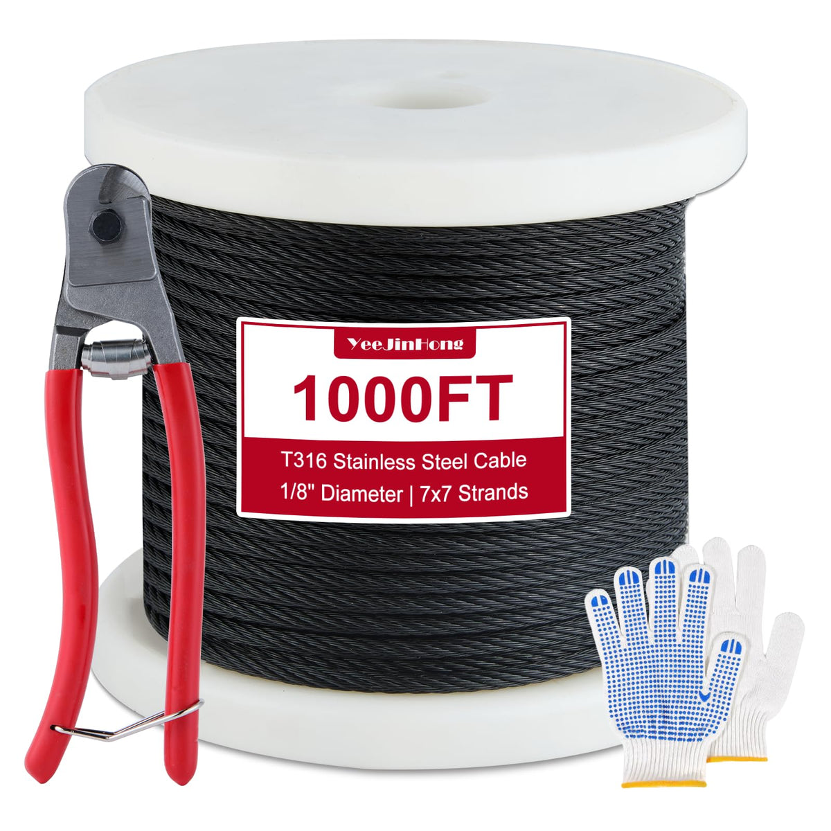 Black 1/8in T316 Stainless Steel Wire Rope Y747