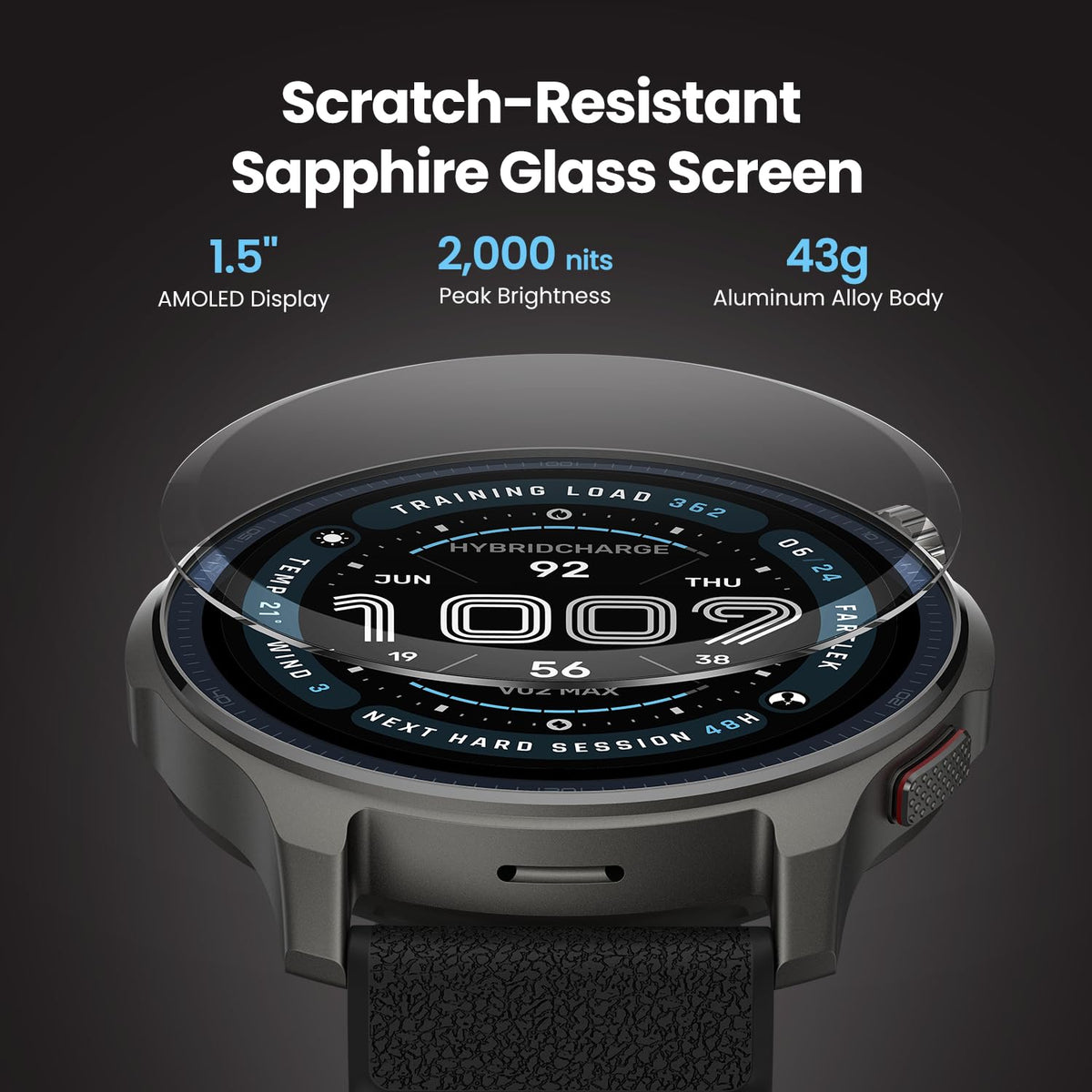 Smart Watch 1.5" AMOLED Sapphire Glass T319
