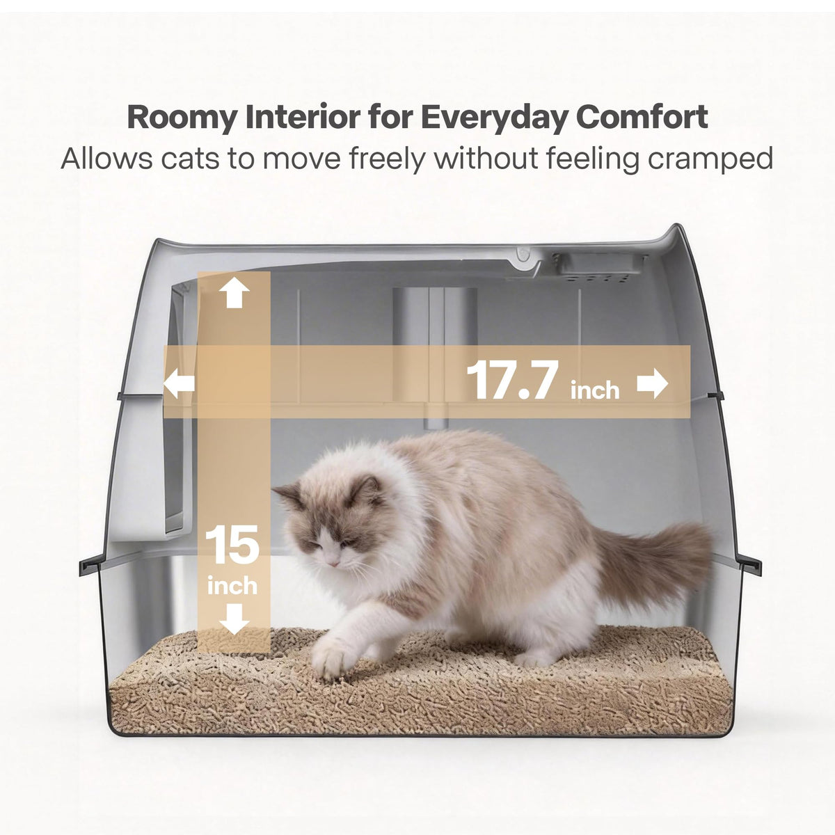 Large Stainless Steel Enclosed Cat Litter Box with Lid and Scoop D376