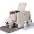 Large Stainless Steel Enclosed Cat Litter Box with Lid and Scoop D376