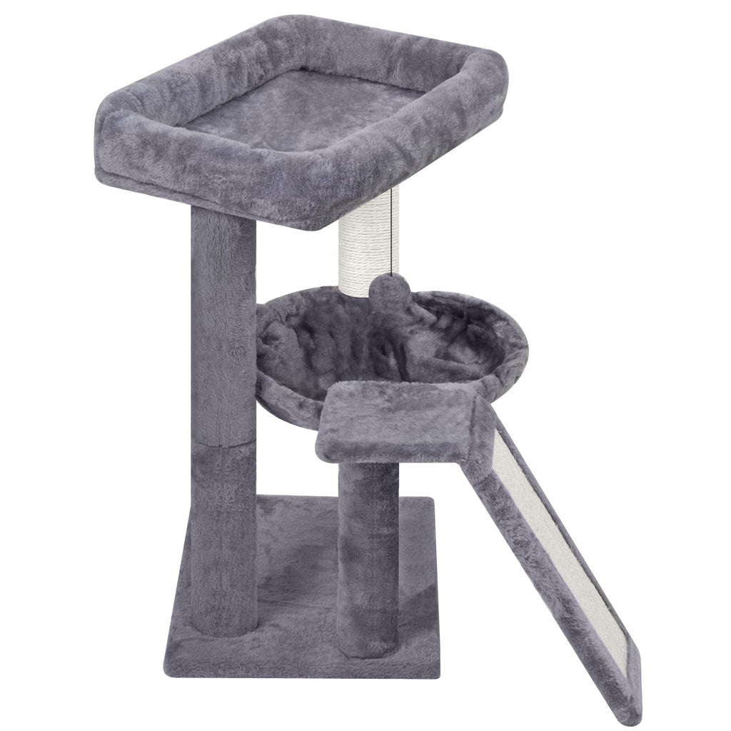 Cat Tree with Scratching Post and Hammock, Grey B6744