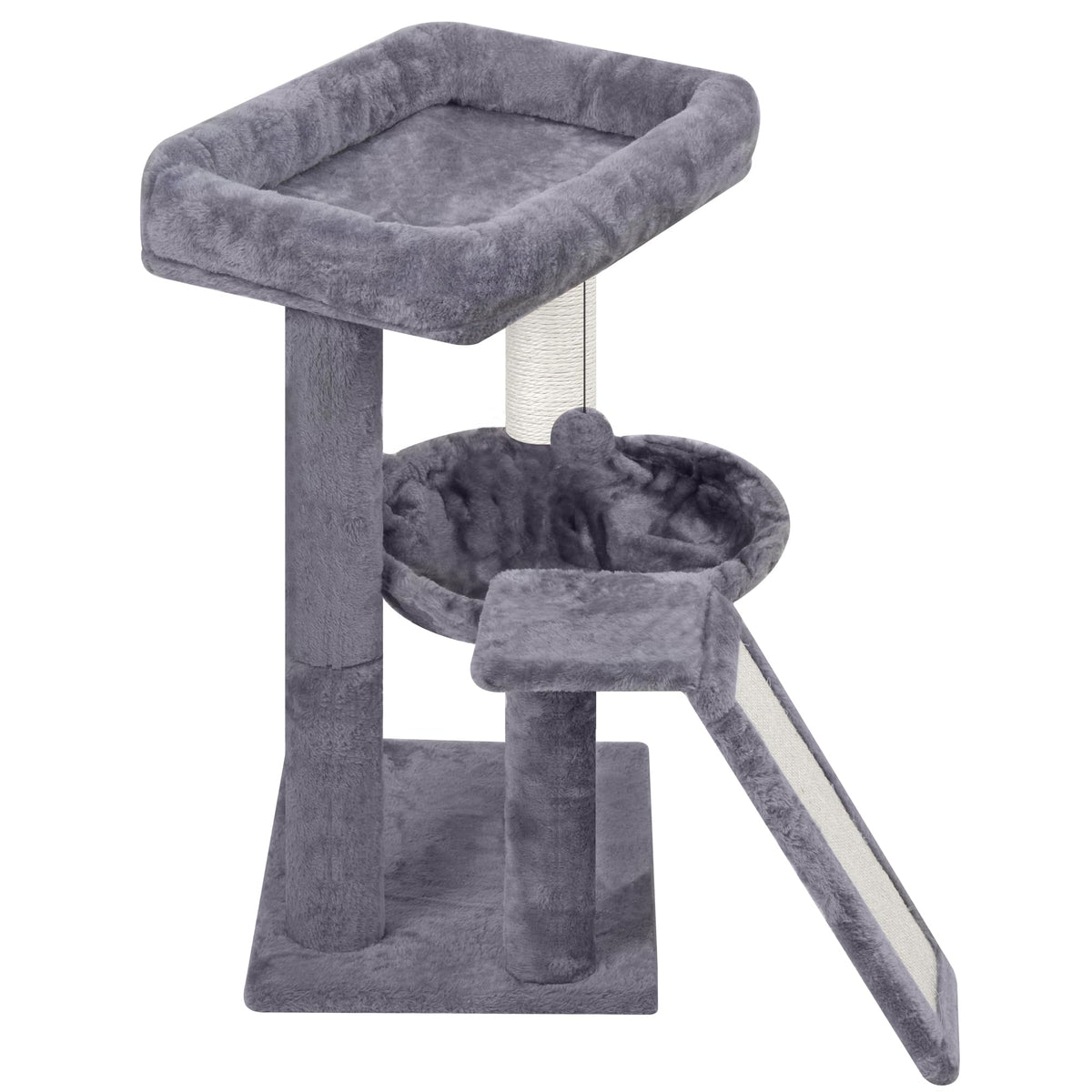Cat Tree with Scratching Post and Hammock, Grey B6744