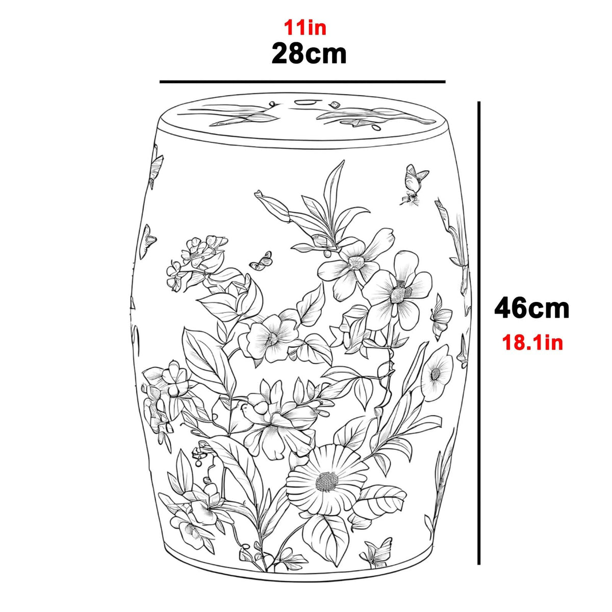 Ceramic Drum Garden Stool N248398