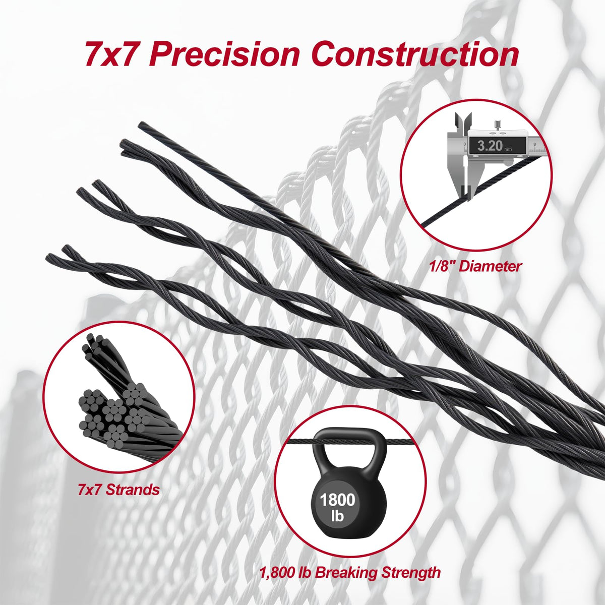 Black 1/8in T316 Stainless Steel Wire Rope Y747