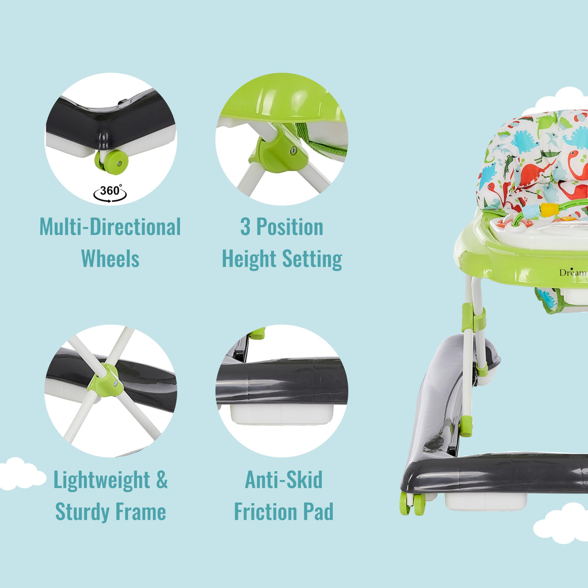 2-in-1 Convertible Baby Walker with Adjustable Seat R12370