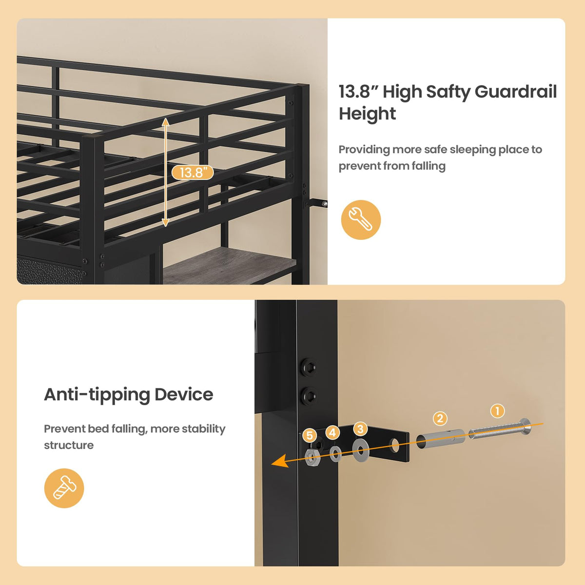 Twin Size Loft Bed with 9 Storage Drawers Z660135