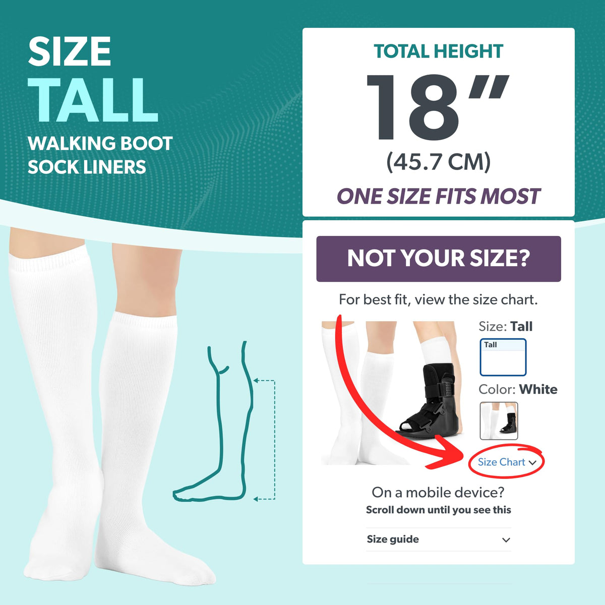 1 Pair White Tube Sock Liners E390423