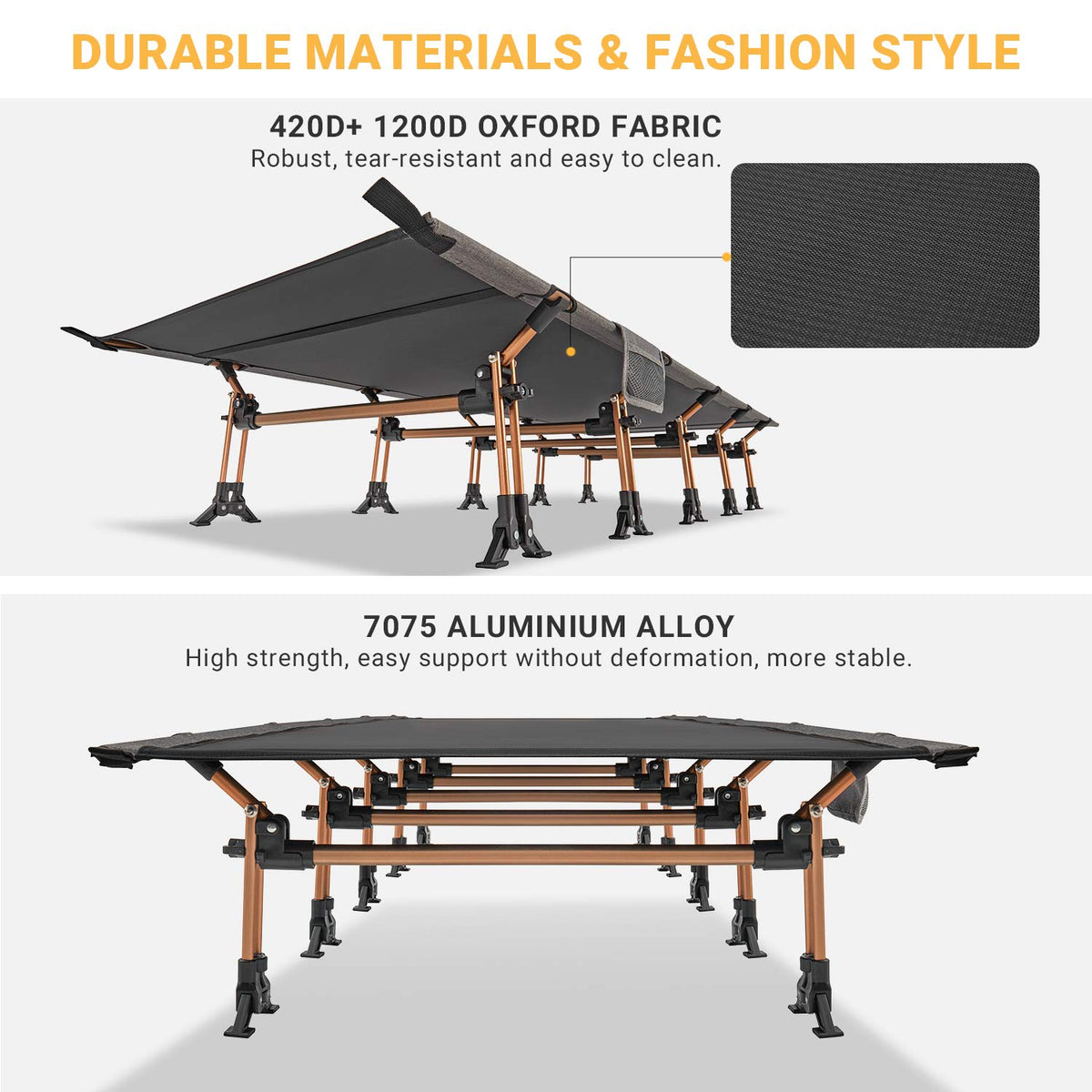 Portable Camping Cot & Single-Size Inflatable Sleeping Pad O743