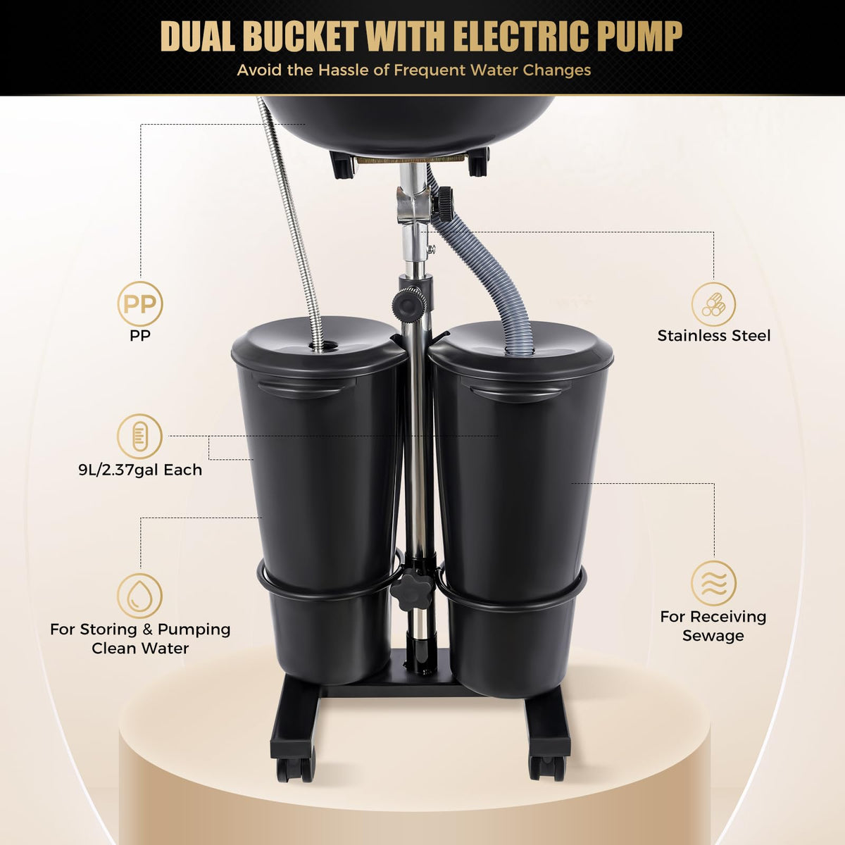 Portable Shampoo Bowl with Pump and 2 Water Tanks E3976