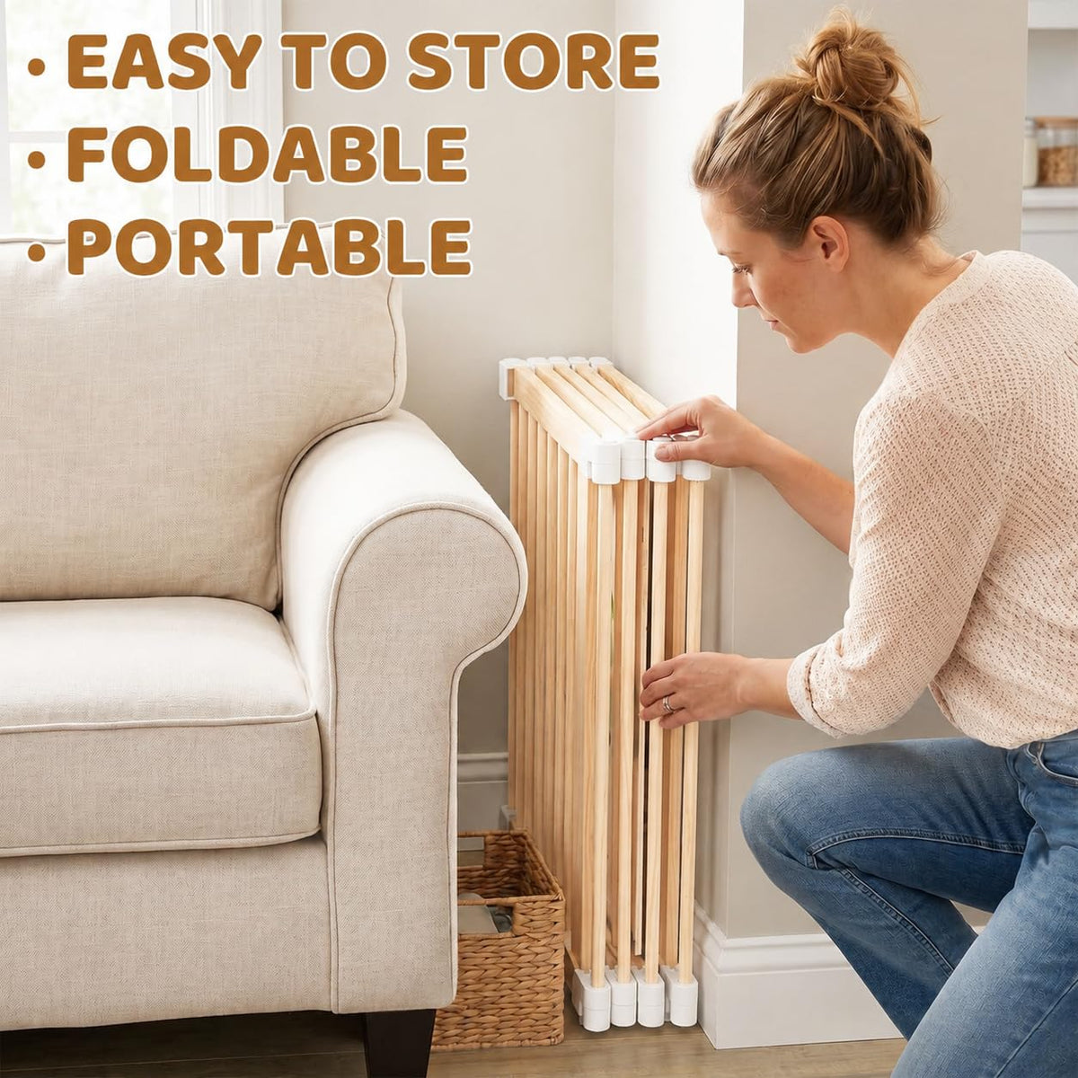 Foldable Wooden Baby Playpen with Adjustable Size and Shape B259024