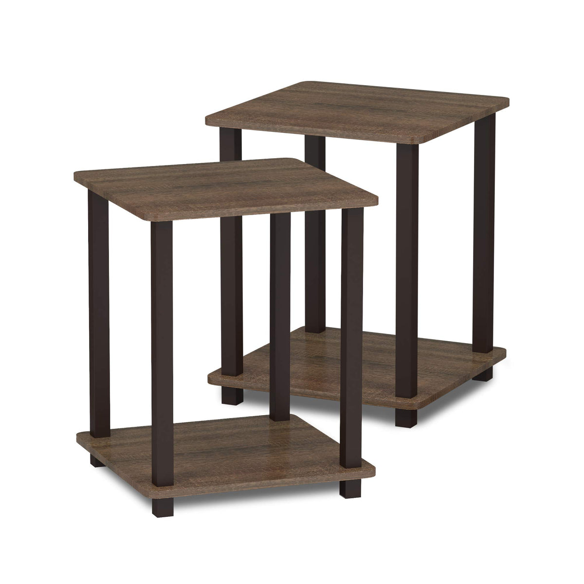 Set of 2 End Table Walnut Brown X5622