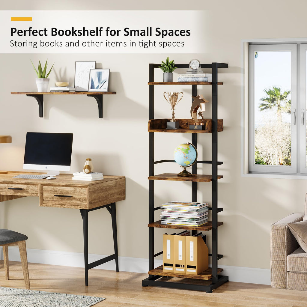 5 Tier Wood Bookcase with Metal Edge Protection Z980249