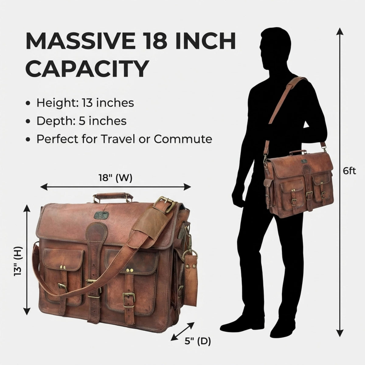 Vintage Brown Full Grain Leather Messenger Bag X479