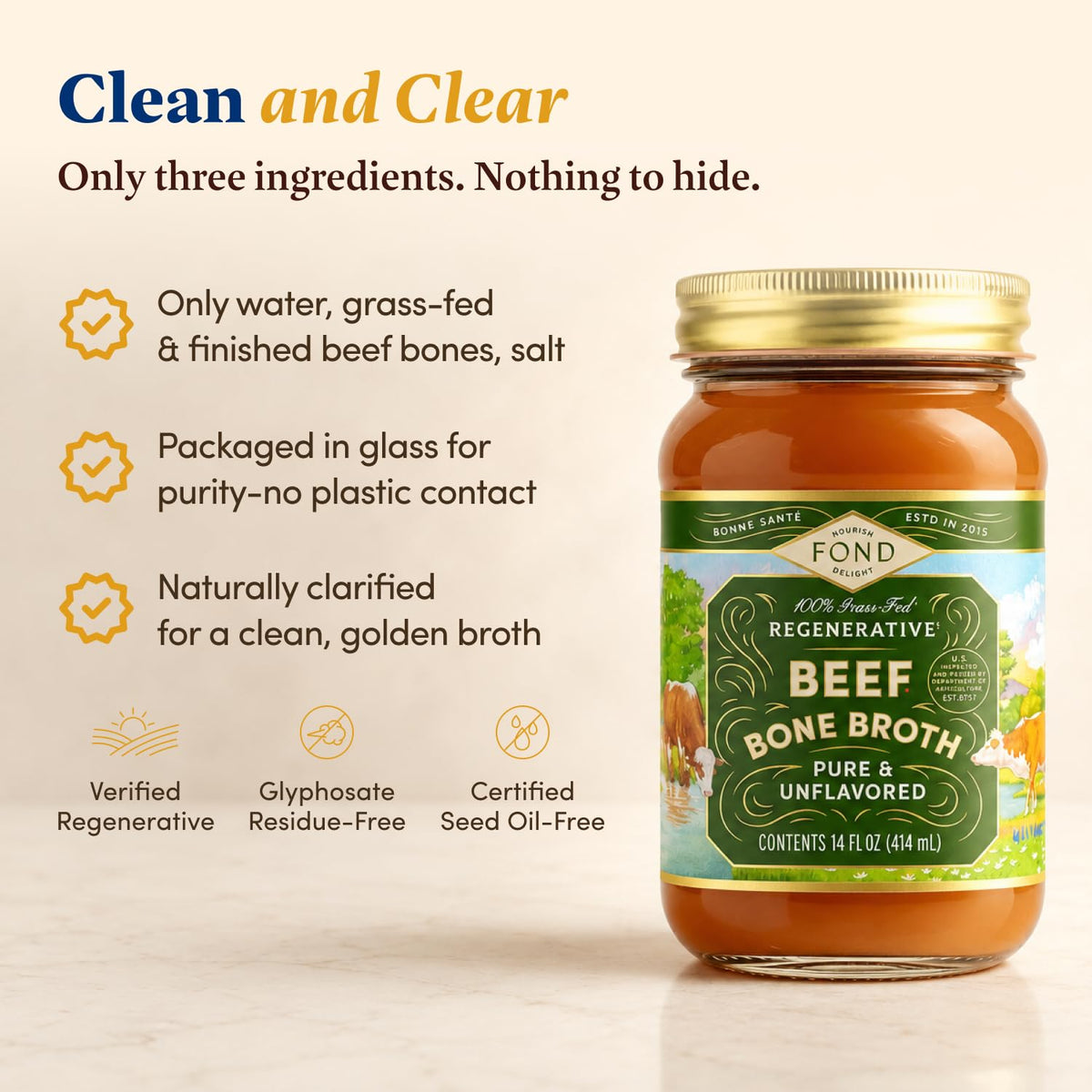 100% Grass-Fed Beef Bone Broth 4-Pack U963