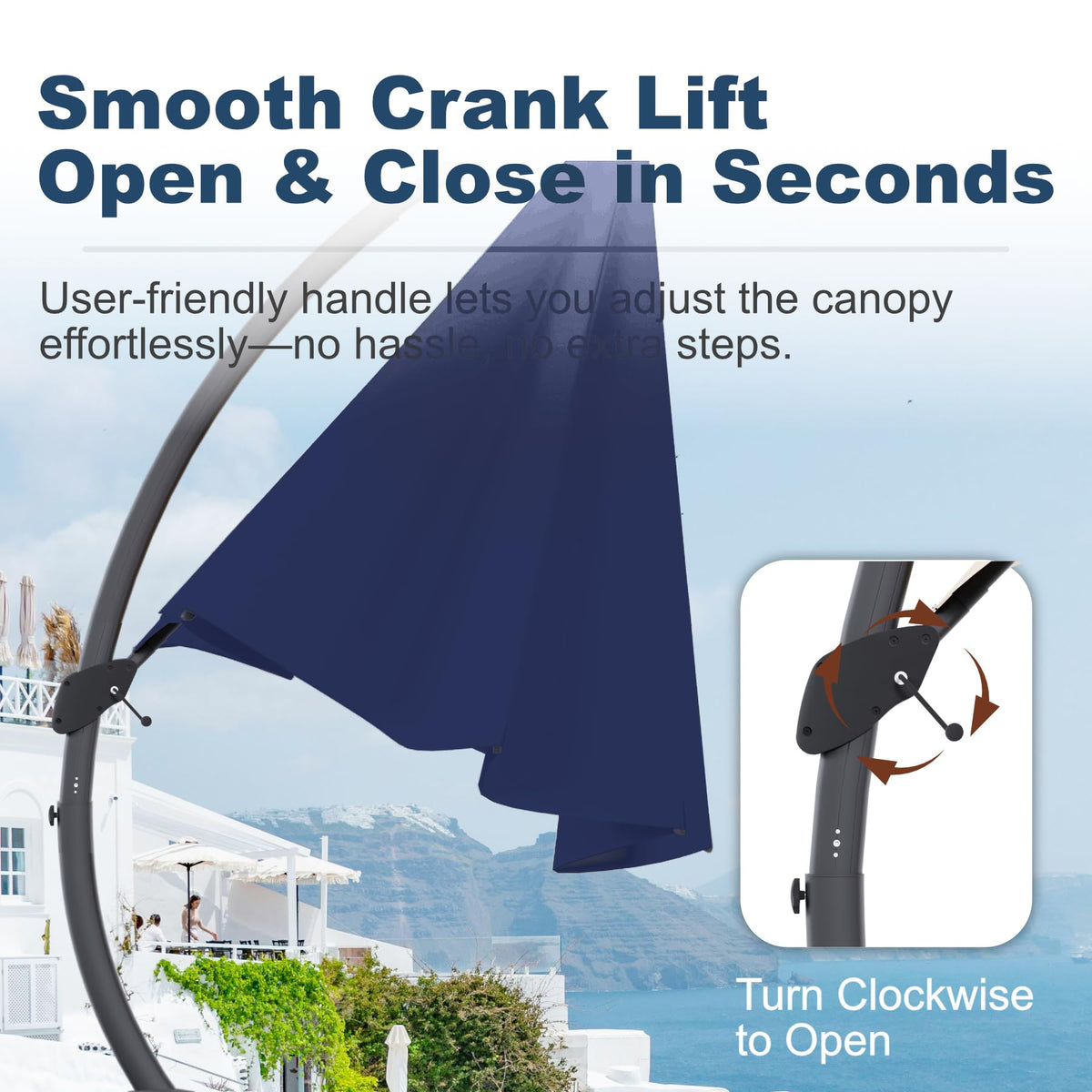 11FT Navy Blue Aluminum Cantilever Umbrella with Base M838