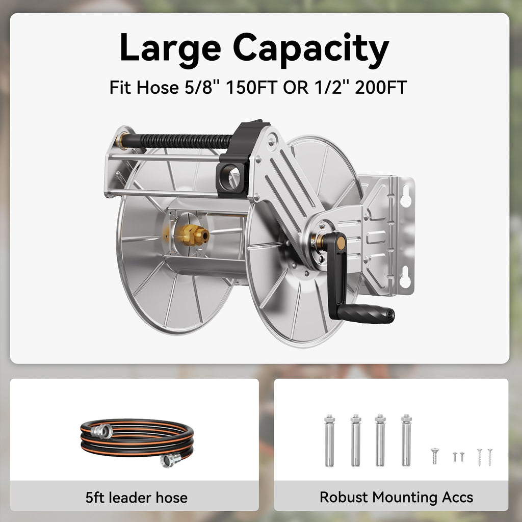 Wall Mounted Stainless Steel Garden Hose Reel T6622