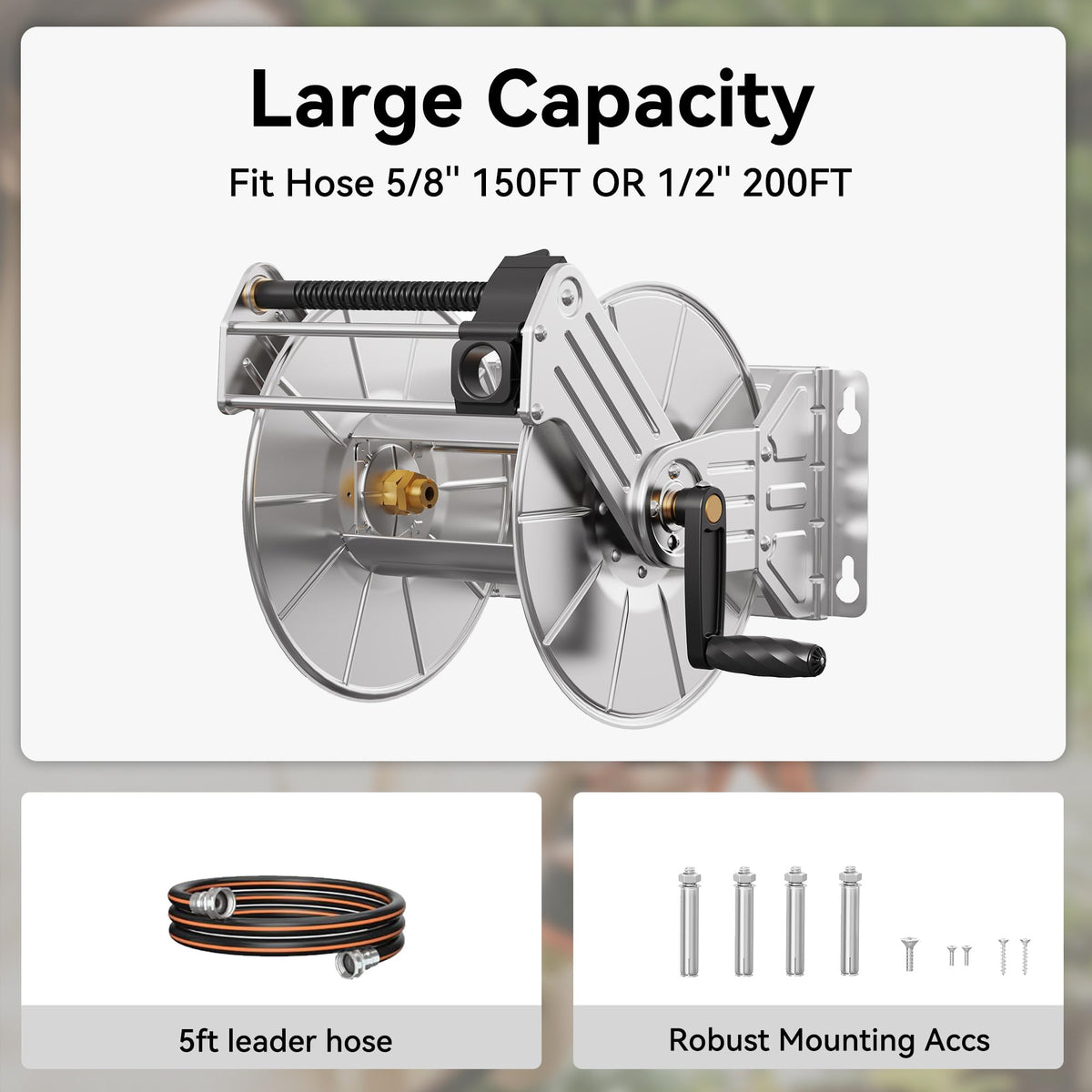 Wall Mounted Stainless Steel Garden Hose Reel T6622