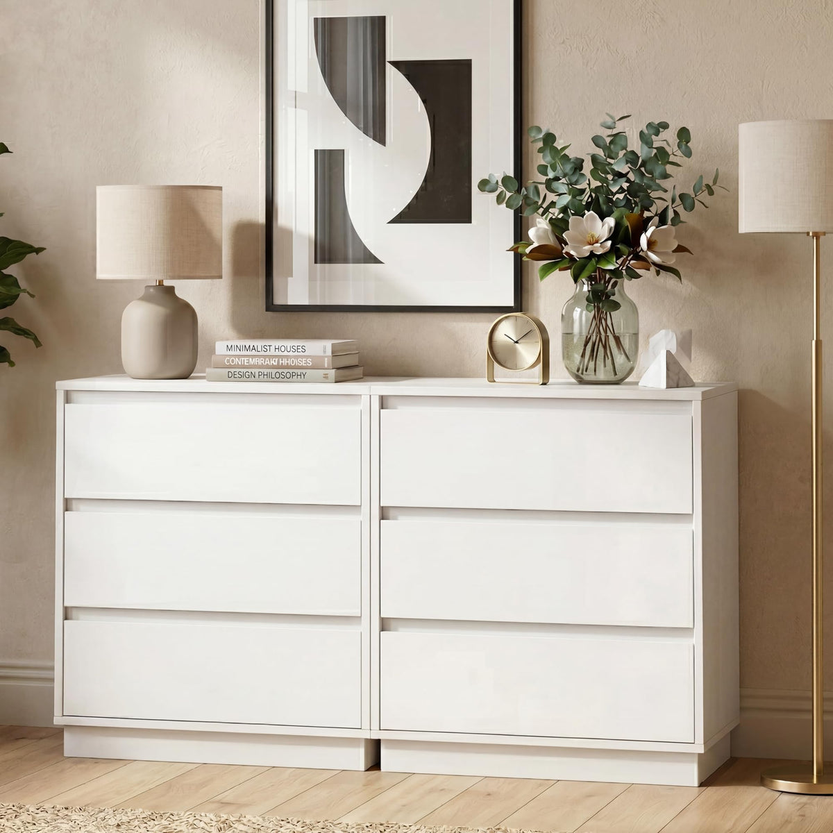White 3 Drawer Nightstand Y3729