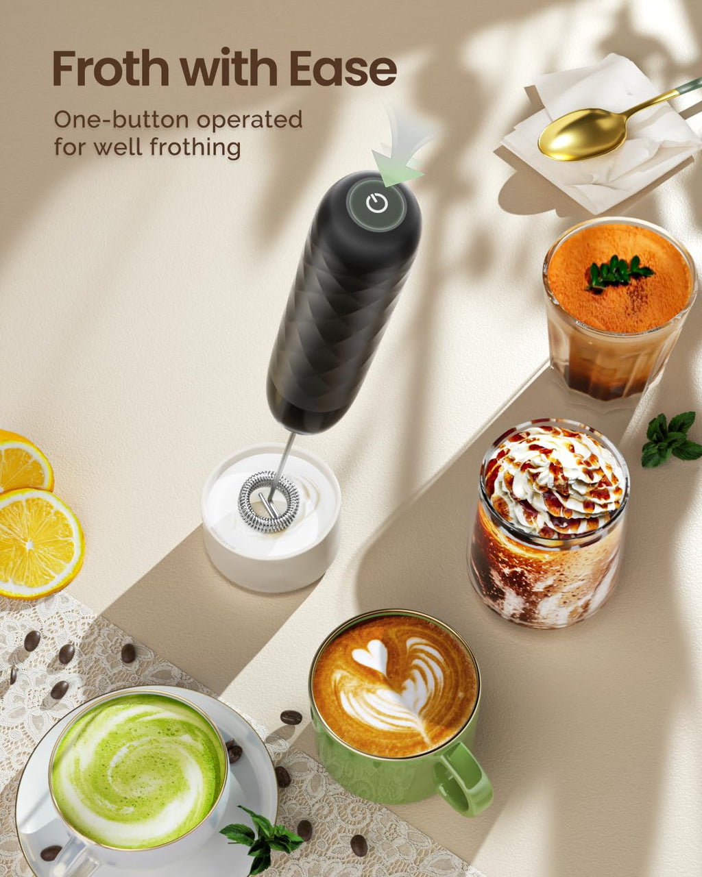 Rechargeable Milk Frother with Detachable Wand G3591