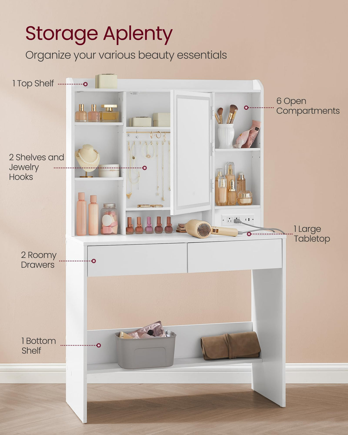 Vanity Desk with Mirror and Lights I30498