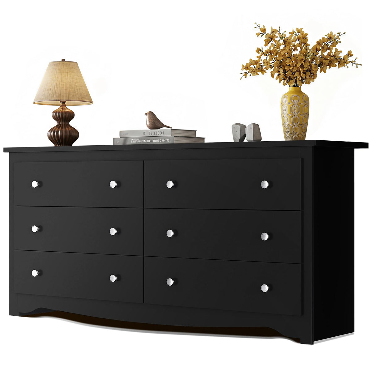 Black 6-Drawer TV Stand D434286