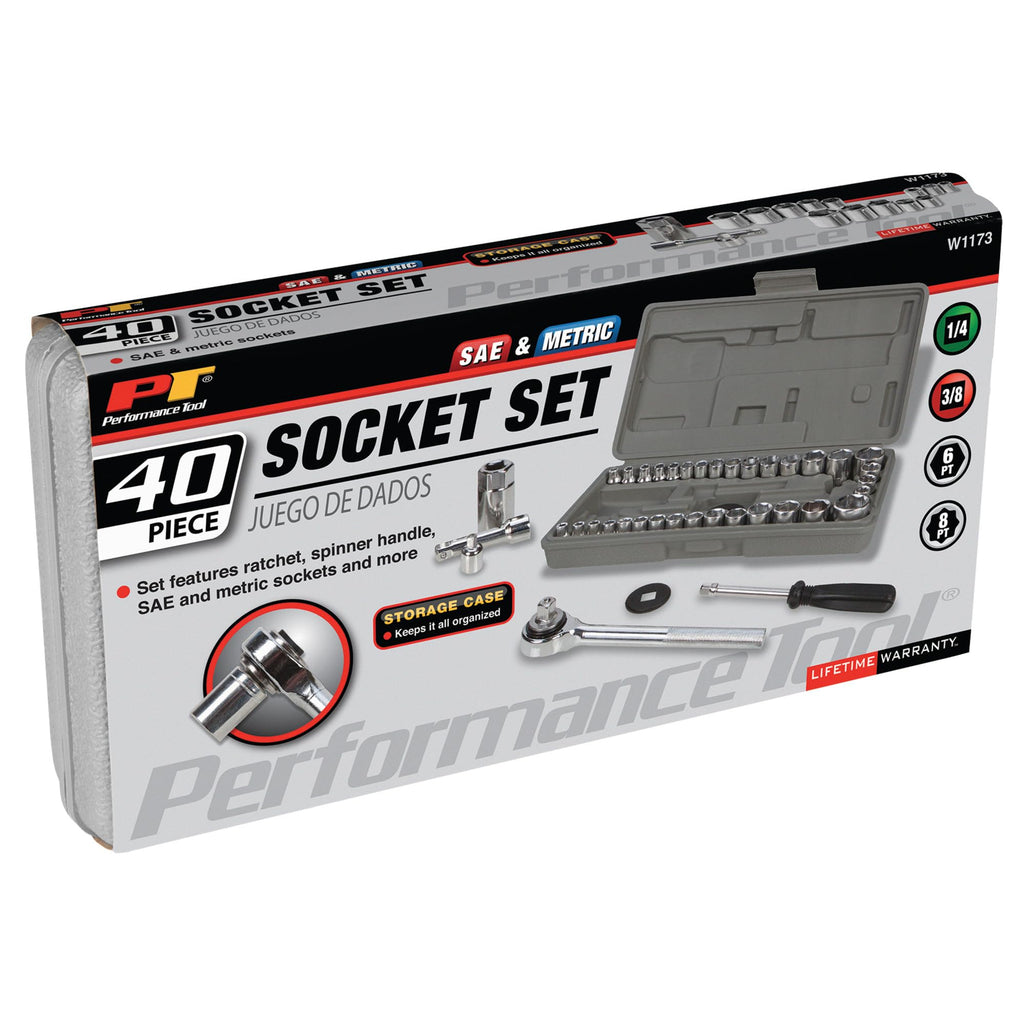 40-Piece SAE and Metric Socket Wrench Set E333