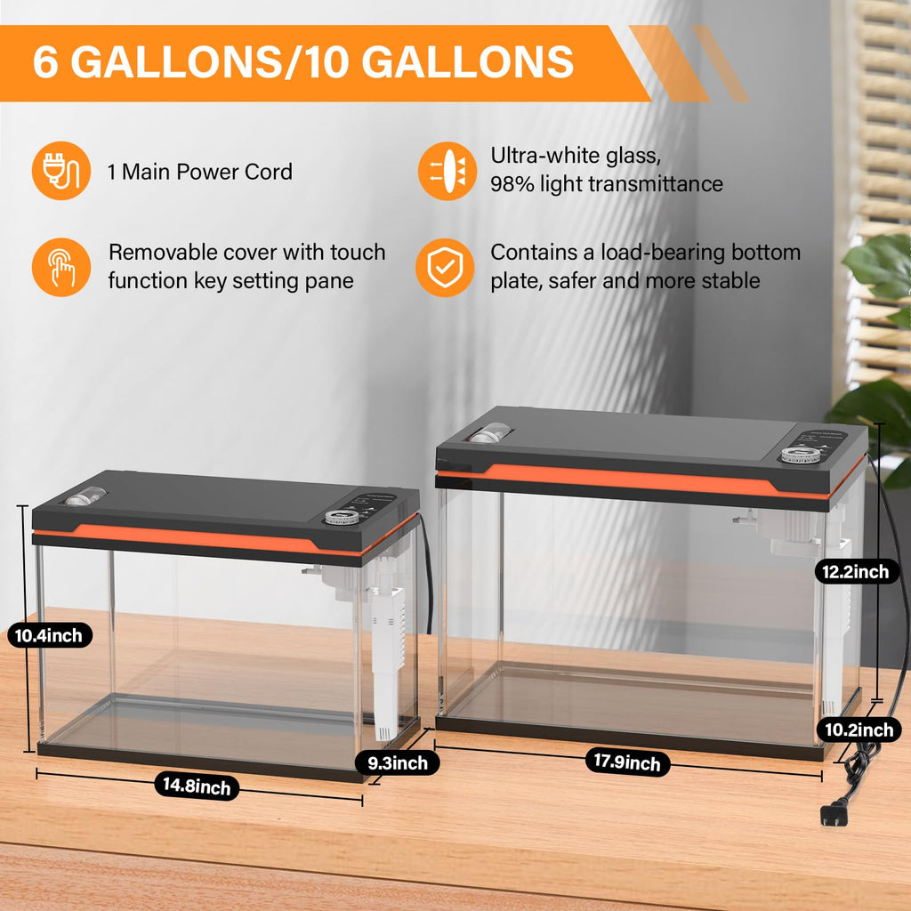 10 Gallon Glass Aquarium Starter Kit with Light Heater Pump Filter B73291