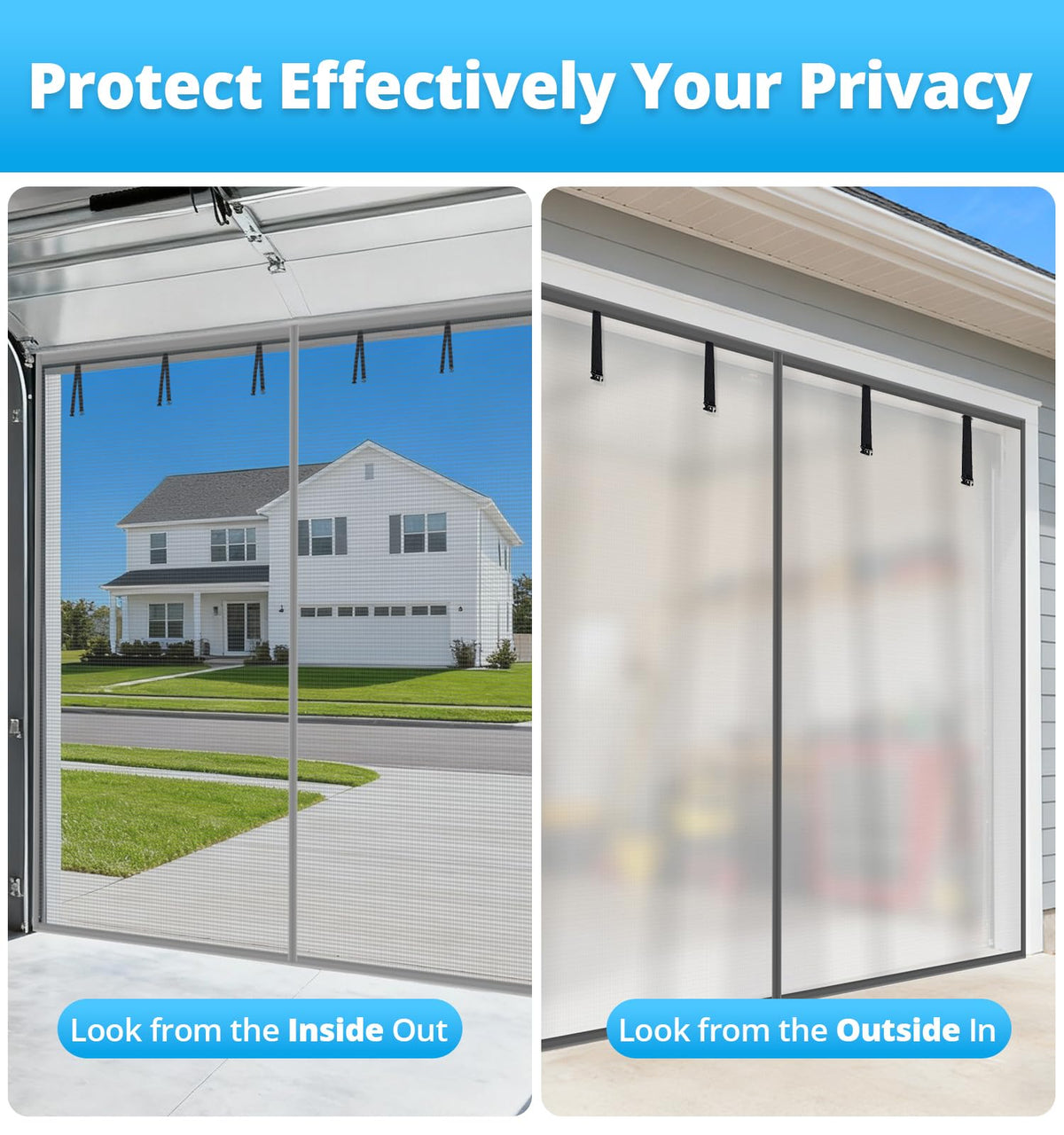 16x8FT Sliver Grey Magnetic Garage Door Screen with Fiberglass Mesh Y789
