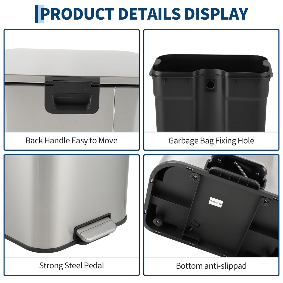 13.2 gal Stainless Steel Step Trash Can R7596