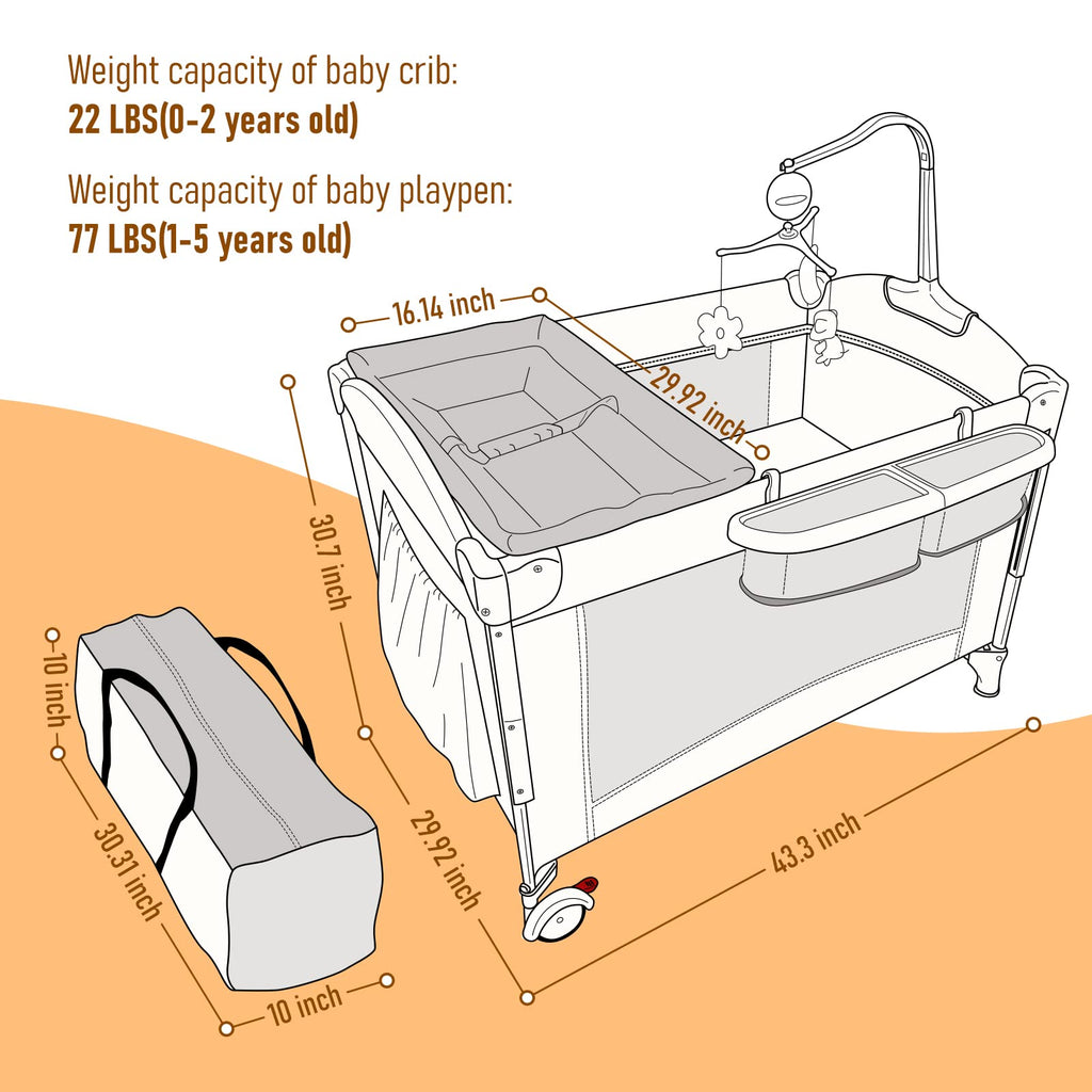 5-in-1 Baby Bassinet Bedside Sleeper Playard L86194