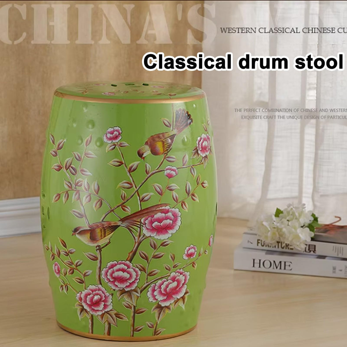 Ceramic Drum Garden Stool N248398
