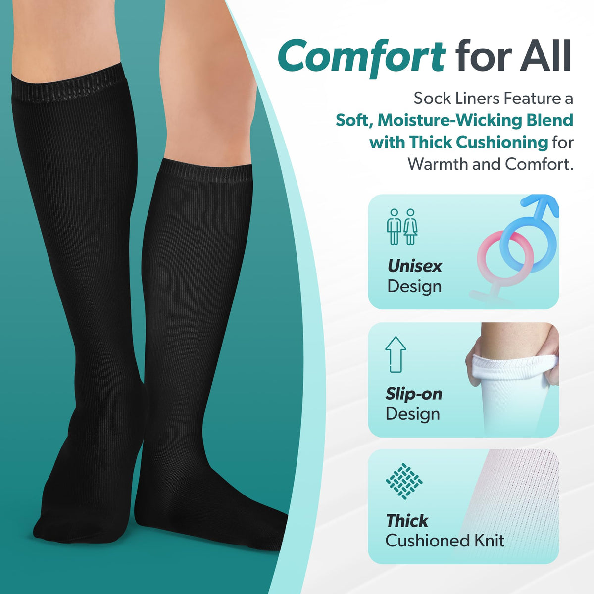 1 Pair White Tube Sock Liners E390423