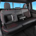 Faux Leather Seat Covers Full Set Black with Red Trim E69280