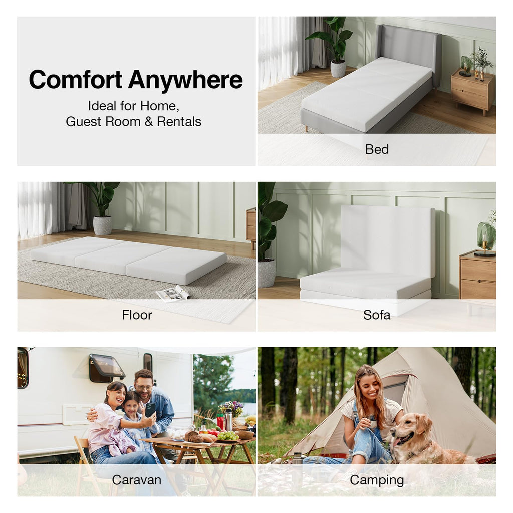 Foldable Foam Mattress Topper, Single Size 4 Inch H505977