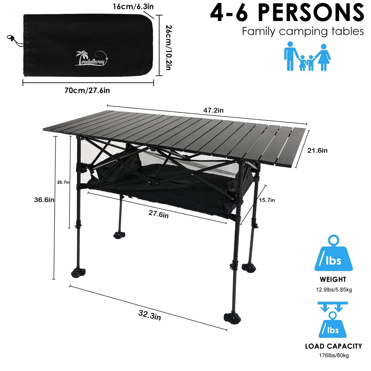 Adjustable Aluminum Camping Table F4416