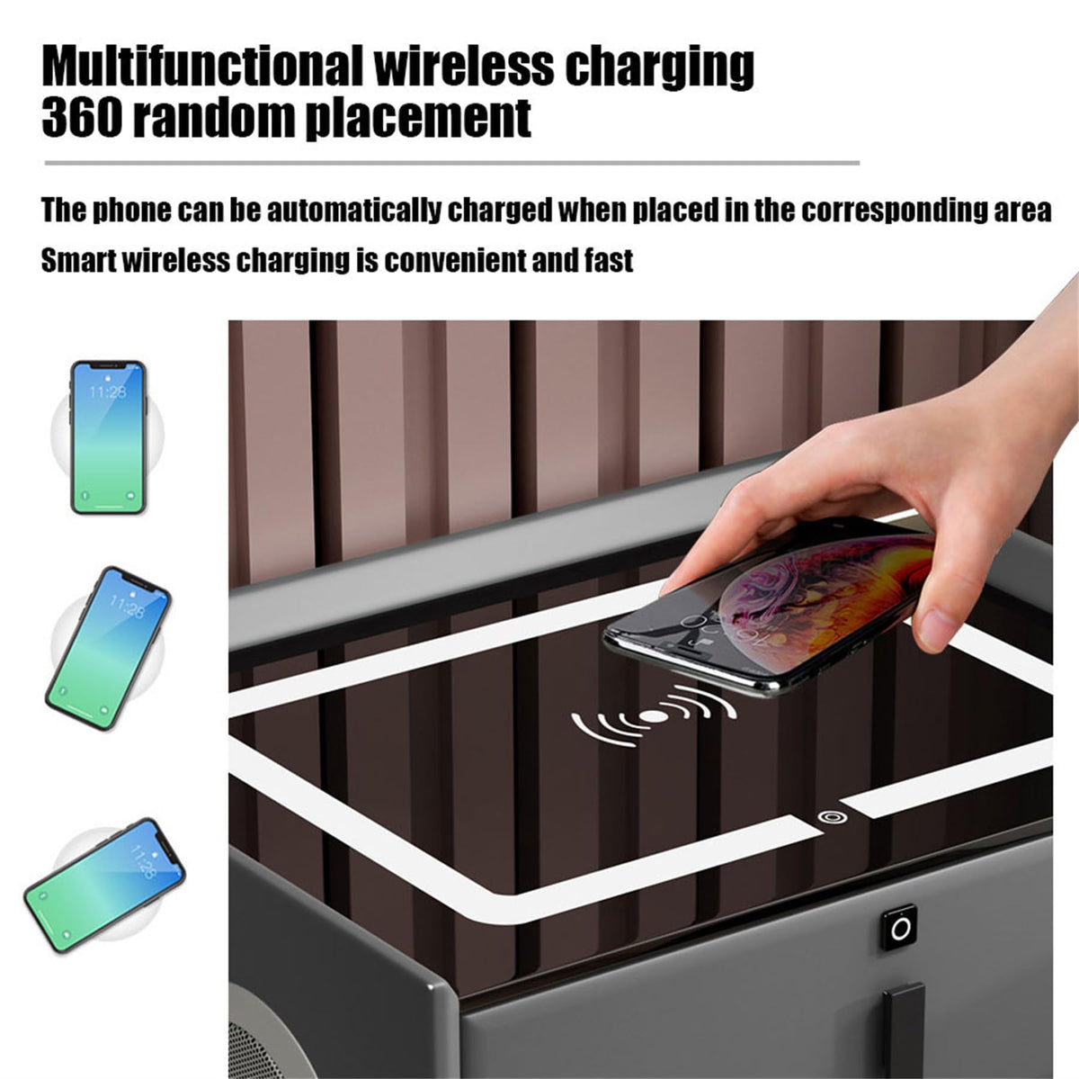 Pink 3 Drawer Smart Bedside Table with USB Charging A11038